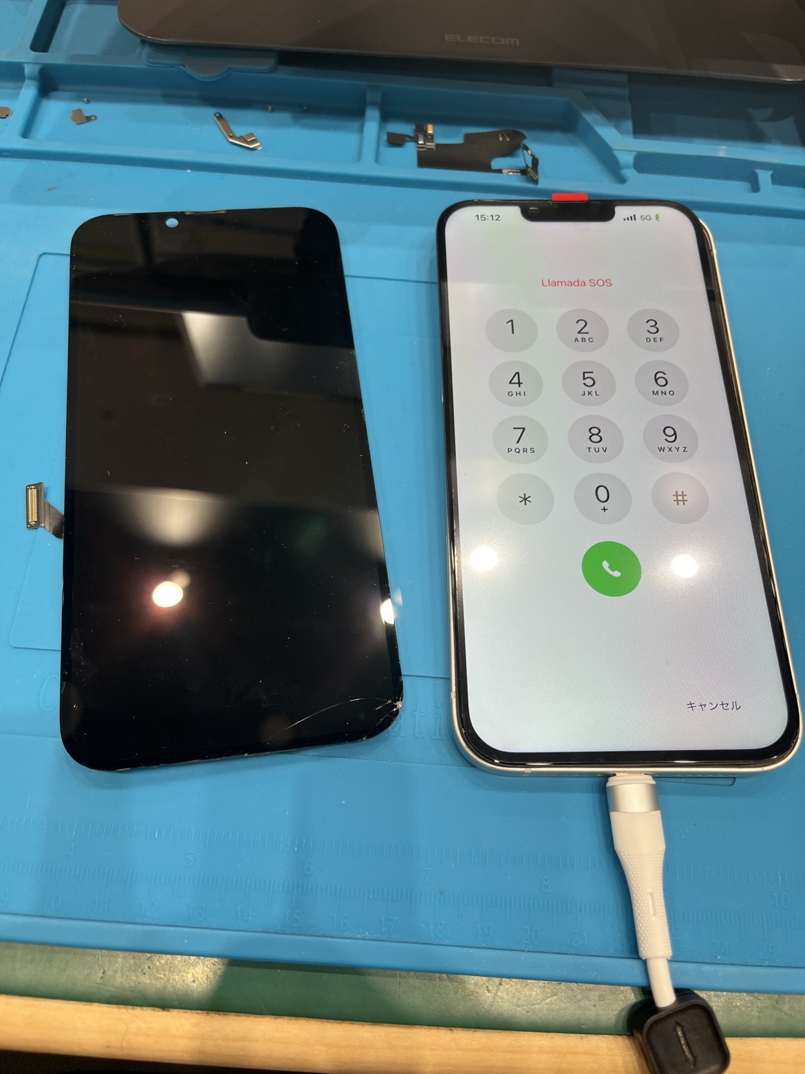 iPhone 14 Plusを落として画面が映らない症状｜画面交換修理で改善